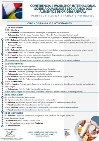 Conferência e Workshop Internacional sobre a Qualidade e Segurança dos Alimentos de origem animal.
